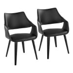 Curvo High Back Contemporary Black Chair with Wood Legs (Set of 2) (Set of 2) 11 Curvo High Back Contemporary Black Chair with Wood Legs (Set of 2) (Set of 2)