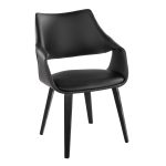 Curvo High Back Contemporary Black Chair with Wood Legs (Set of 2) (Set of 2) 12 Curvo High Back Contemporary Black Chair with Wood Legs (Set of 2) (Set of 2)
