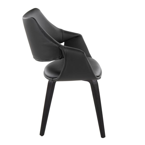 Curvo High Back Contemporary Black Chair with Wood Legs Set of 2 Set of 2 3
