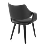 Curvo High Back Contemporary Black Chair with Wood Legs (Set of 2) (Set of 2) 14 Curvo High Back Contemporary Black Chair with Wood Legs (Set of 2) (Set of 2)