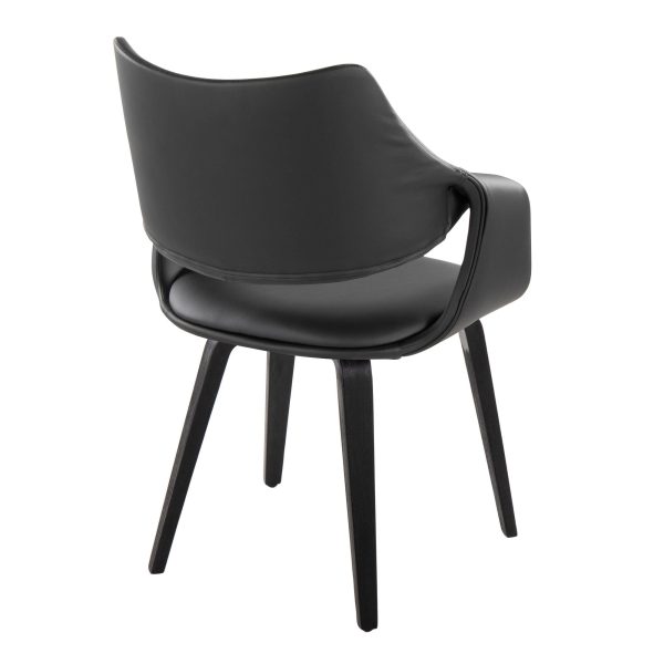 Curvo High Back Contemporary Black Chair with Wood Legs Set of 2 Set of 2 4