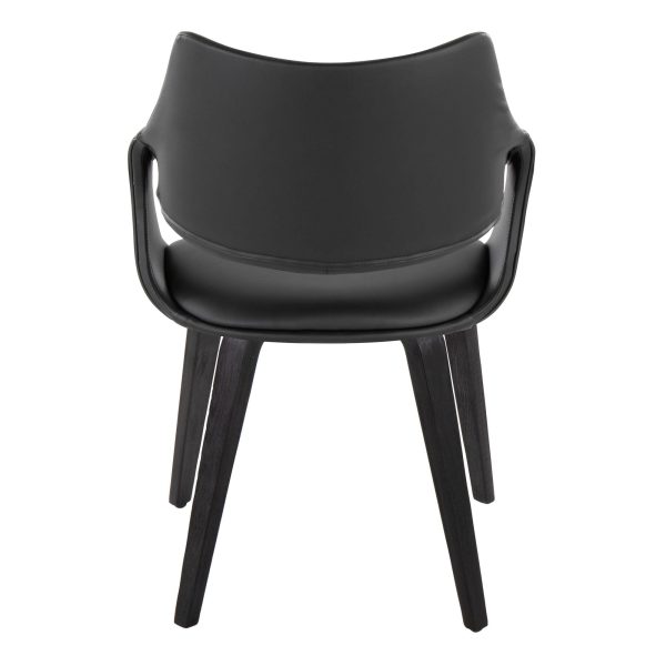 Curvo High Back Contemporary Black Chair with Wood Legs Set of 2 Set of 2 5