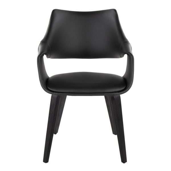 Curvo High Back Contemporary Black Chair with Wood Legs Set of 2 Set of 2 6