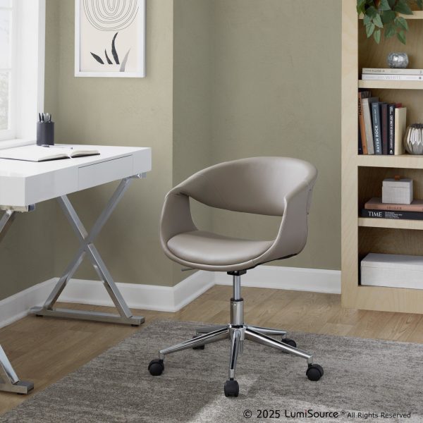 Curvo Light Grey Contemporary Faux Leather Task Chair