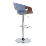 Curvo Mid-Century Modern Blue Swivel Barstool Chrome Walnut (Set of 2)