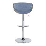 Curvo Mid-Century Modern Blue Swivel Barstool Chrome Walnut (Set of 2)