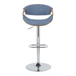 Curvo Mid-Century Modern Blue Swivel Barstool Chrome Walnut (Set of 2)