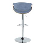 Curvo Mid-Century Modern Blue Swivel Barstool Walnut Wood (Set of 2) 14 Curvo Mid-Century Modern Blue Swivel Barstool Walnut Wood (Set of 2)
