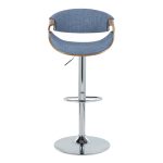 Curvo Mid-Century Modern Blue Swivel Barstool Walnut Wood (Set of 2) 15 Curvo Mid-Century Modern Blue Swivel Barstool Walnut Wood (Set of 2)