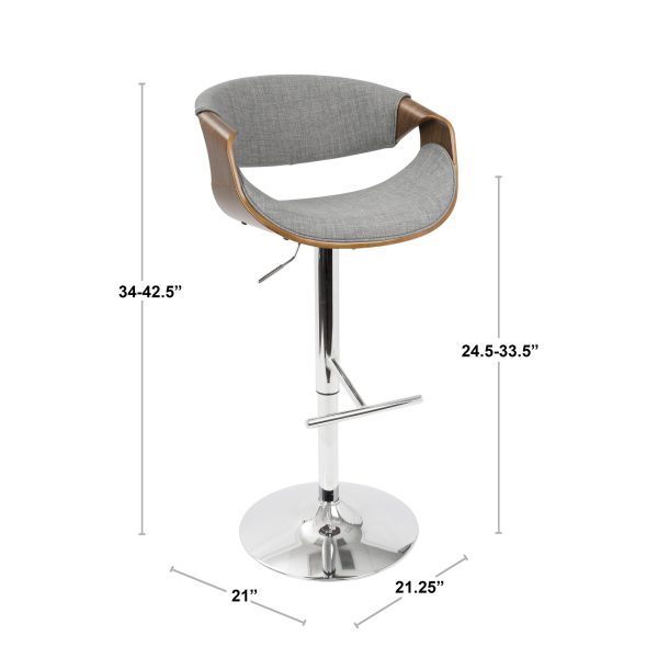Curvo Mid Century Modern Blue Swivel Barstool Walnut Wood Set of 2 6