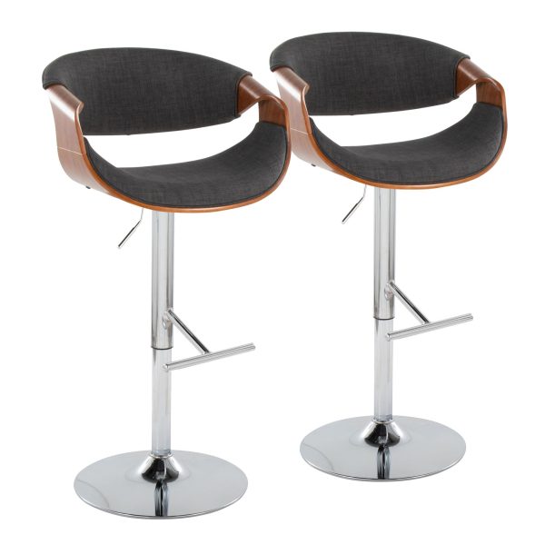 Curvo Mid Century Modern Charcoal Swivel Barstool Set of 2 2