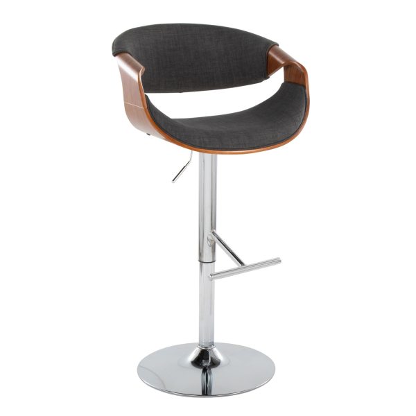 Curvo Mid Century Modern Charcoal Swivel Barstool Set of 2 3