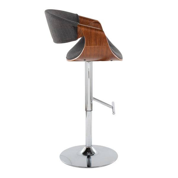 Curvo Mid Century Modern Charcoal Swivel Barstool Set of 2 4