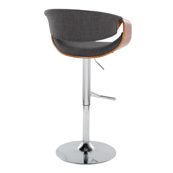 Curvo Mid Century Modern Charcoal Swivel Barstool Set of 2 5