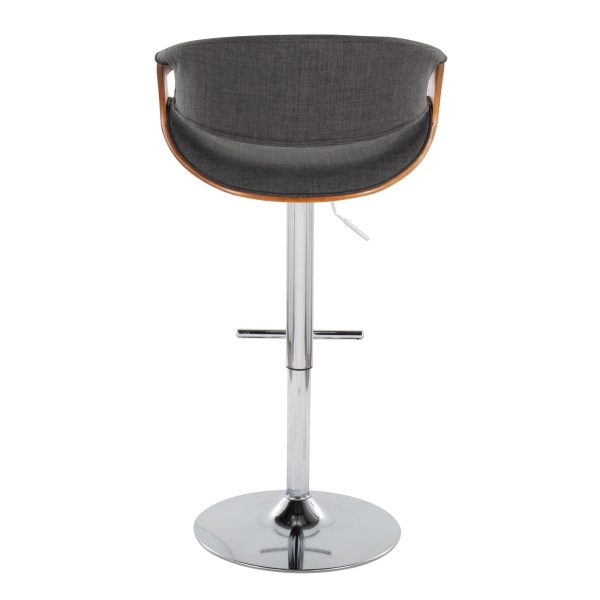 Curvo Mid Century Modern Charcoal Swivel Barstool Set of 2 6