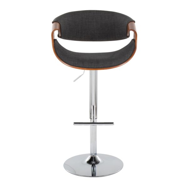 Curvo Mid Century Modern Charcoal Swivel Barstool Set of 2 7