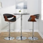 Curvo Mid-Century Modern Swivel Barstool Chrome Walnut Charcoal w/ Rectangle Footrest (Set of 2) 12 Curvo Mid-Century Modern Swivel Barstool Chrome Walnut Charcoal w/ Rectangle Footrest (Set of 2)