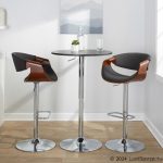 Curvo Mid-Century Modern Swivel Barstool Chrome Walnut Charcoal w/ Rectangle Footrest (Set of 2) 11 Curvo Mid-Century Modern Swivel Barstool Chrome Walnut Charcoal w/ Rectangle Footrest (Set of 2)