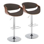 Curvo Mid-Century Modern Swivel Barstool Chrome Walnut Charcoal w/ Rectangle Footrest (Set of 2) 13 Curvo Mid-Century Modern Swivel Barstool Chrome Walnut Charcoal w/ Rectangle Footrest (Set of 2)