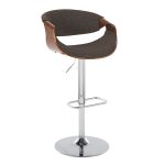 Curvo Mid-Century Modern Swivel Barstool Chrome Walnut Charcoal w/ Rectangle Footrest (Set of 2) 14 Curvo Mid-Century Modern Swivel Barstool Chrome Walnut Charcoal w/ Rectangle Footrest (Set of 2)