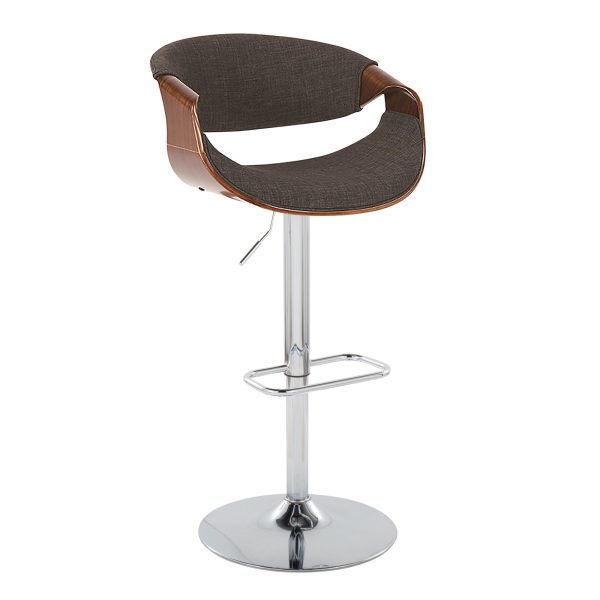 Curvo Mid Century Modern Swivel Barstool Chrome Walnut Charcoal w Rectangle Footrest Set of 2 3