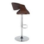 Curvo Mid-Century Modern Swivel Barstool Chrome Walnut Charcoal w/ Rectangle Footrest (Set of 2) 15 Curvo Mid-Century Modern Swivel Barstool Chrome Walnut Charcoal w/ Rectangle Footrest (Set of 2)