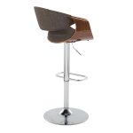 Curvo Mid-Century Modern Swivel Barstool Chrome Walnut Charcoal w/ Rectangle Footrest (Set of 2) 16 Curvo Mid-Century Modern Swivel Barstool Chrome Walnut Charcoal w/ Rectangle Footrest (Set of 2)