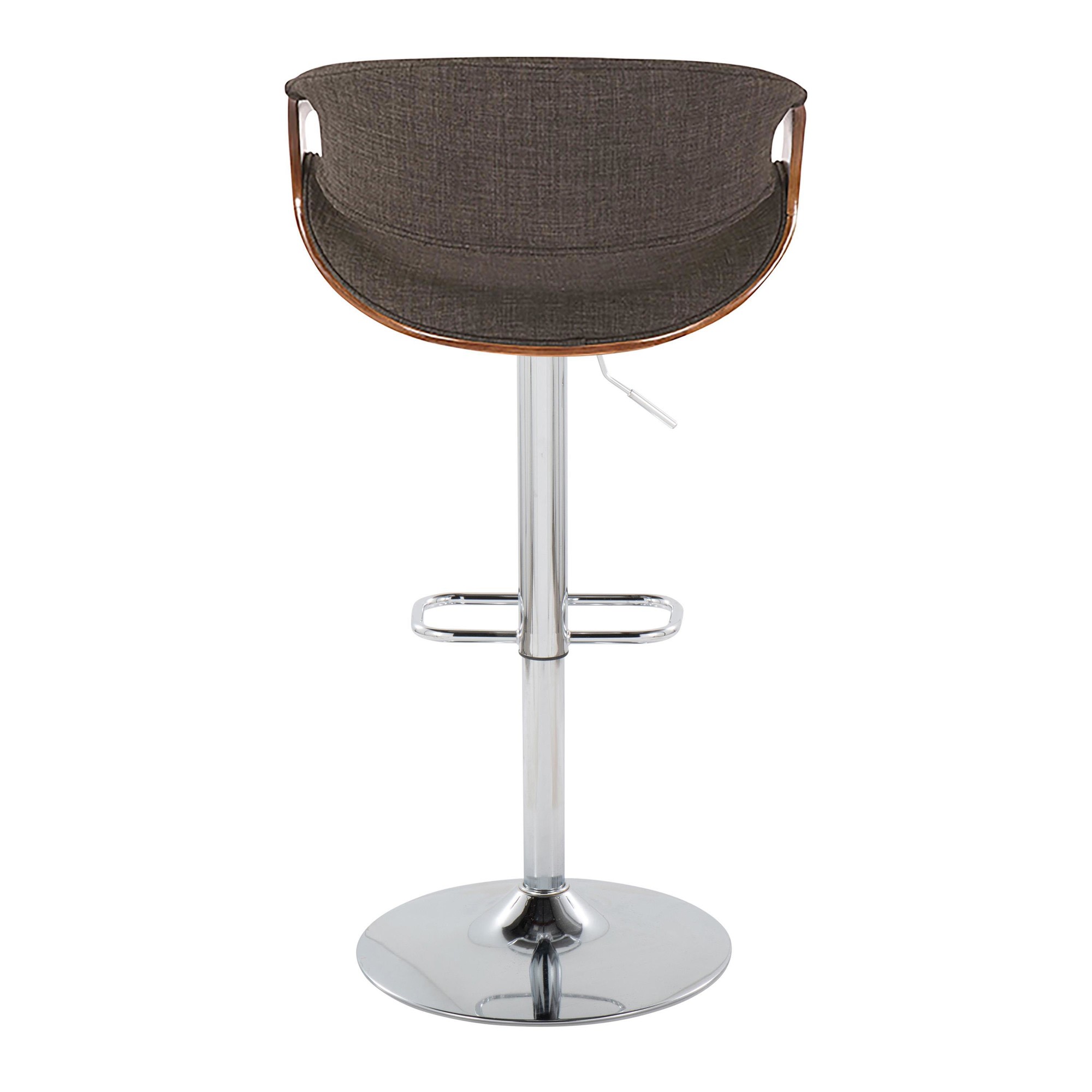 Curvo Mid-Century Modern Swivel Barstool Chrome Walnut Charcoal w/ Rectangle Footrest (Set of 2) 7 Curvo Mid-Century Modern Swivel Barstool Chrome Walnut Charcoal w/ Rectangle Footrest (Set of 2) - Image 7