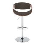 Curvo Mid-Century Modern Swivel Barstool Chrome Walnut Charcoal w/ Rectangle Footrest (Set of 2) 18 Curvo Mid-Century Modern Swivel Barstool Chrome Walnut Charcoal w/ Rectangle Footrest (Set of 2)