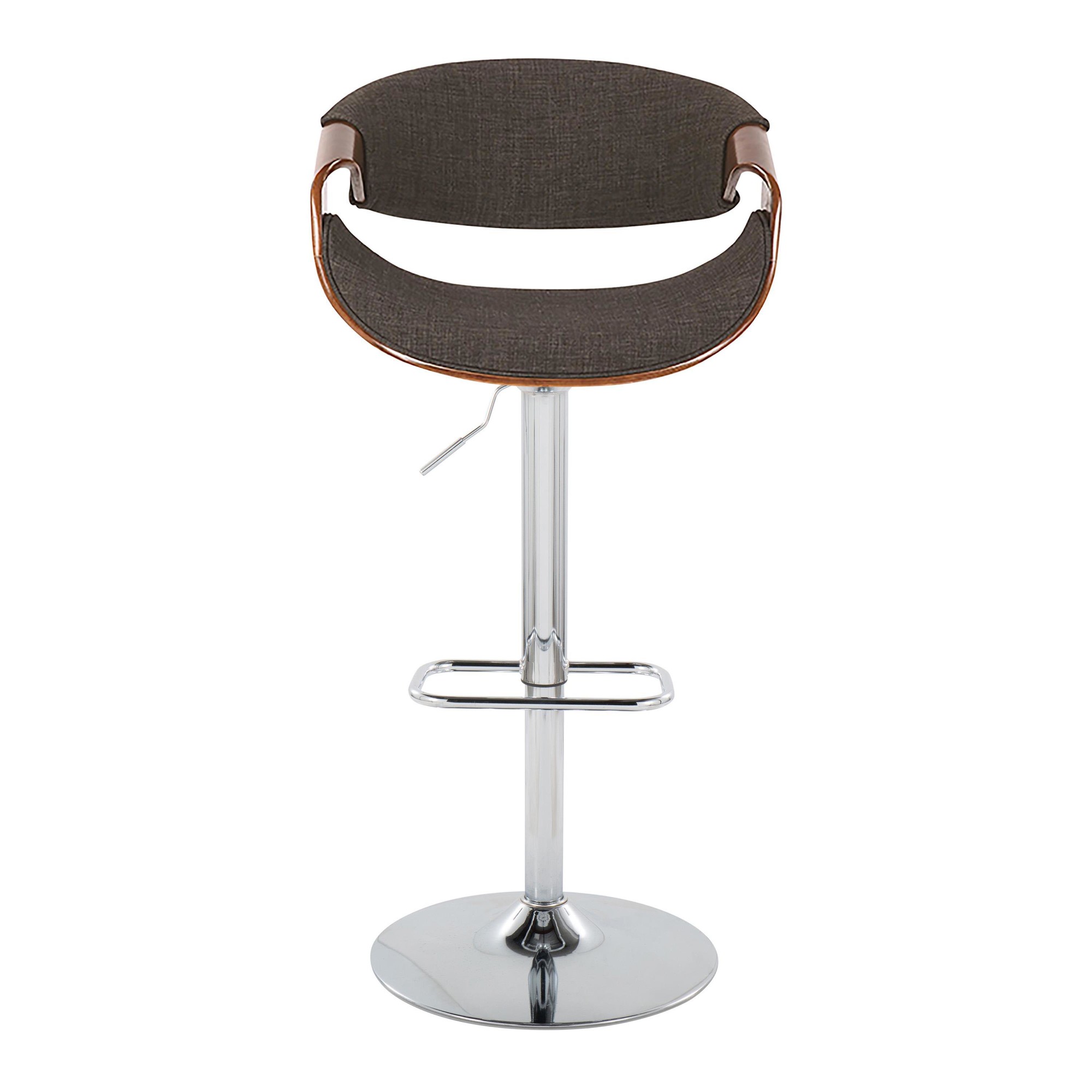 Curvo Mid-Century Modern Swivel Barstool Chrome Walnut Charcoal w/ Rectangle Footrest (Set of 2) 8 Curvo Mid-Century Modern Swivel Barstool Chrome Walnut Charcoal w/ Rectangle Footrest (Set of 2) - Image 8