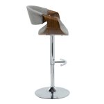 Curvo Mid-Century Modern Swivel Barstool Chrome Walnut Light Grey (Set of 2)