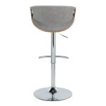Curvo Mid-Century Modern Swivel Barstool Chrome Walnut Light Grey (Set of 2)