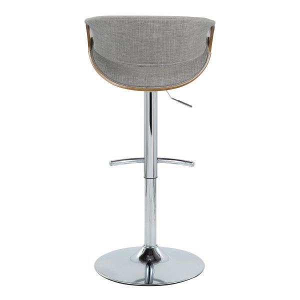 Curvo Mid Century Modern Swivel Barstool Chrome Walnut Light Grey Set of 2 8