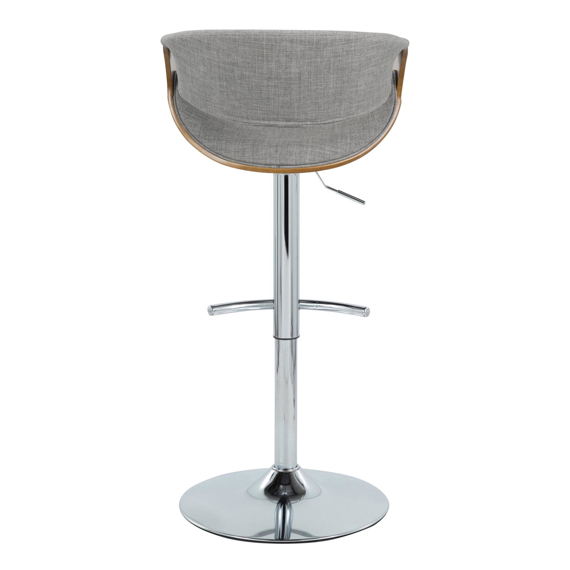 Curvo Mid-Century Modern Swivel Barstool Chrome Walnut Light Grey (Set of 2) 9 Curvo Mid-Century Modern Swivel Barstool Chrome Walnut Light Grey (Set of 2) - Image 9