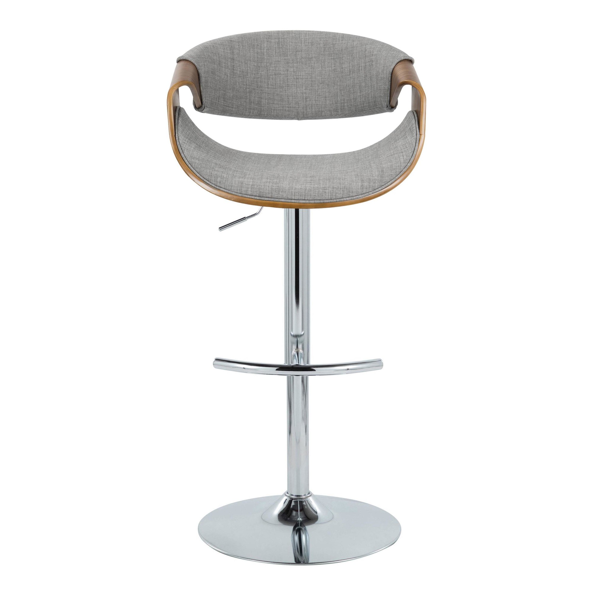 Curvo Mid-Century Modern Swivel Barstool Chrome Walnut Light Grey (Set of 2) 10 Curvo Mid-Century Modern Swivel Barstool Chrome Walnut Light Grey (Set of 2) - Image 10