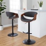 Curvo Mid-Century Modern Swivel Barstool Walnut Charcoal (Set of 2) 14 Curvo Mid-Century Modern Swivel Barstool Walnut Charcoal (Set of 2)