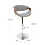 Curvo Mid-Century Modern Swivel Barstool Walnut Charcoal (Set of 2) 23 Curvo Mid-Century Modern Swivel Barstool Walnut Charcoal (Set of 2)