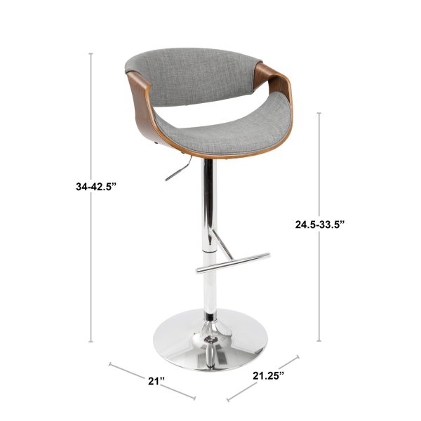 Curvo Mid Century Modern Swivel Barstool Walnut Charcoal Set of 2 10