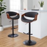 Curvo Mid-Century Modern Swivel Barstool Walnut Charcoal (Set of 2) 13 Curvo Mid-Century Modern Swivel Barstool Walnut Charcoal (Set of 2)