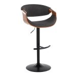 Curvo Mid-Century Modern Swivel Barstool Walnut Charcoal (Set of 2) 18 Curvo Mid-Century Modern Swivel Barstool Walnut Charcoal (Set of 2)