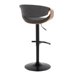 Curvo Mid-Century Modern Swivel Barstool Walnut Charcoal (Set of 2) 20 Curvo Mid-Century Modern Swivel Barstool Walnut Charcoal (Set of 2)