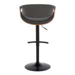 Curvo Mid-Century Modern Swivel Barstool Walnut Charcoal (Set of 2) 21 Curvo Mid-Century Modern Swivel Barstool Walnut Charcoal (Set of 2)