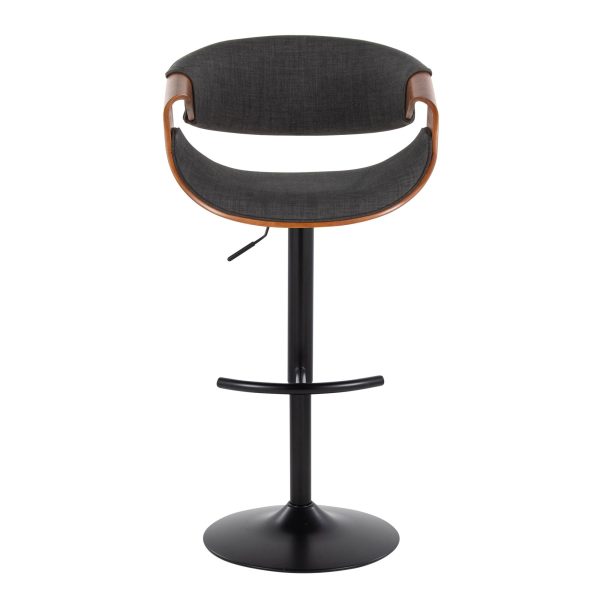 Curvo Mid Century Modern Swivel Barstool Walnut Charcoal Set of 2 9