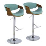 Curvo Mid-Century Modern Teal Swivel Barstool Walnut (Set of 2) 12 Curvo Mid-Century Modern Teal Swivel Barstool Walnut (Set of 2)