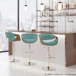 Curvo Mid-Century Modern Teal Swivel Barstool Walnut (Set of 2) 11 Curvo Mid-Century Modern Teal Swivel Barstool Walnut (Set of 2)