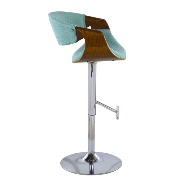 Curvo Mid Century Modern Teal Swivel Barstool Walnut Set of 2 3