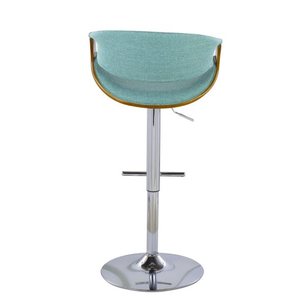 Curvo Mid Century Modern Teal Swivel Barstool Walnut Set of 2 4