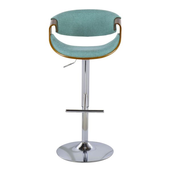 Curvo Mid Century Modern Teal Swivel Barstool Walnut Set of 2 5