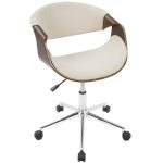 Curvo Mid-Century Modern Walnut and Cream Office Chair