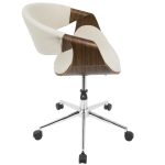 Curvo Mid-Century Modern Walnut and Cream Office Chair
